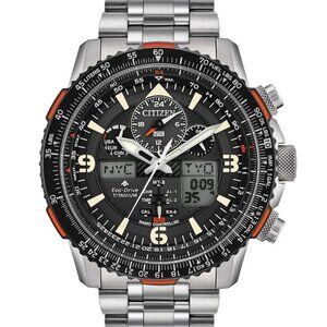 Citizen Men 's Air Perpetual Calendar Eco-Drive Silver Watch 45 MM JY8108-53E